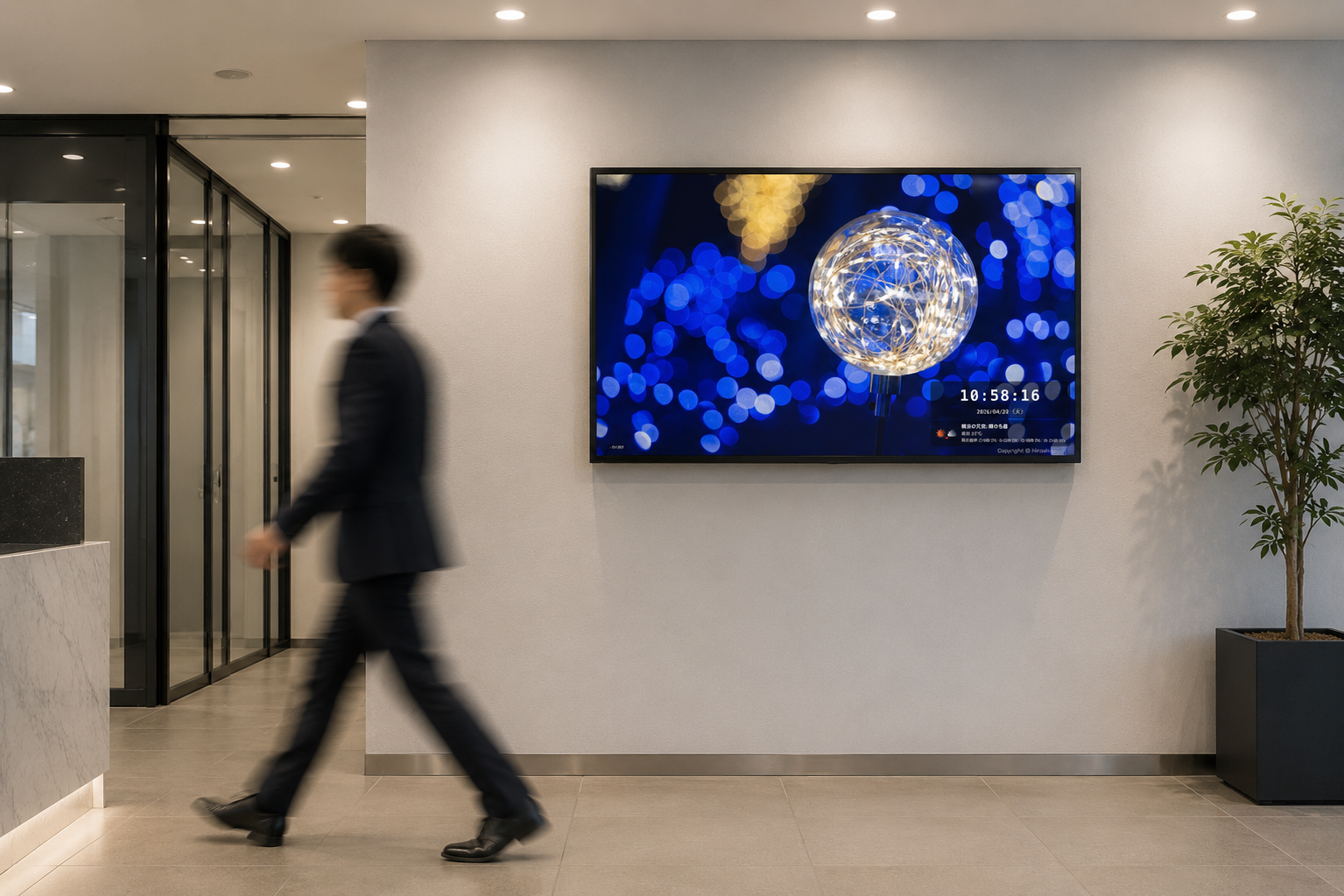 At an office entrance